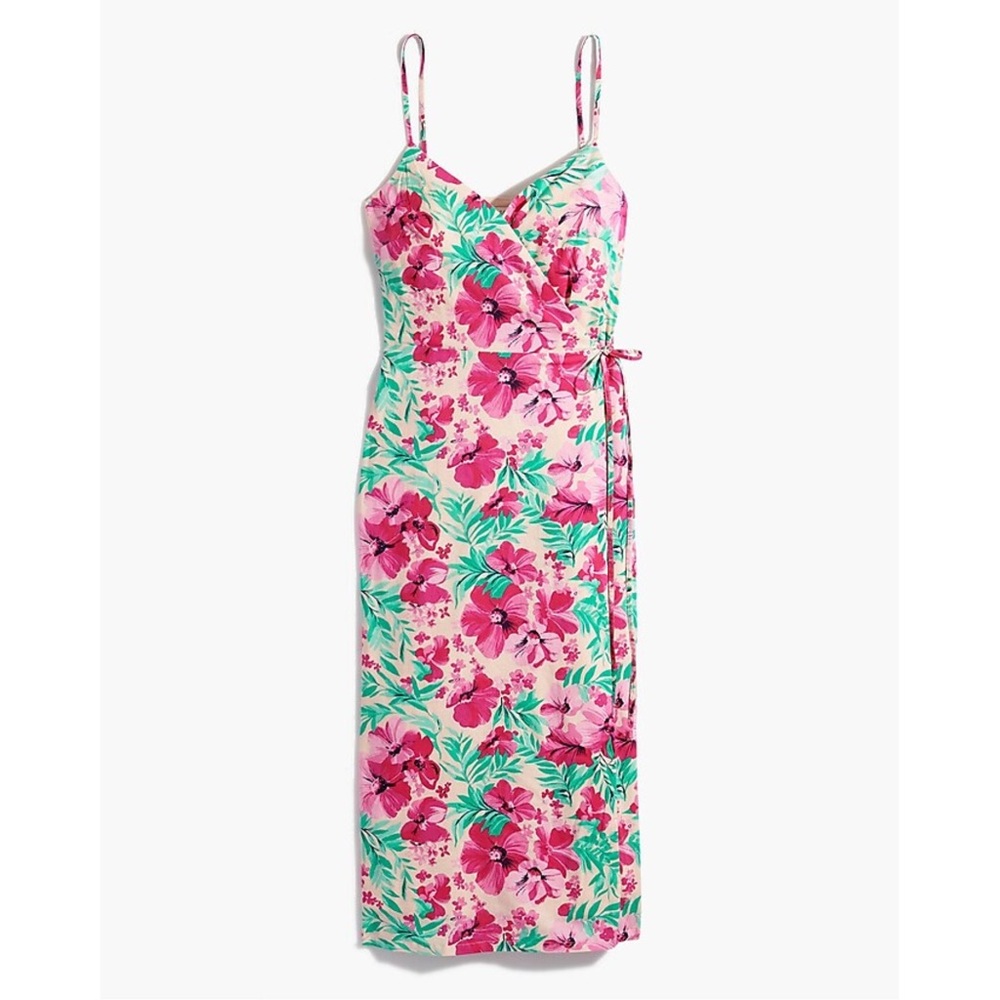 NWT J. Crew Pink Floral Cotton Wrap Dress